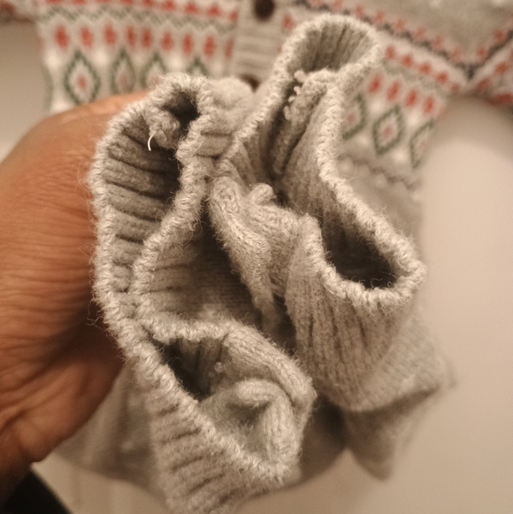 Janie And Jack Gray Fair Isle Pattern sweaters Knitted Onesie Romper Baby 6-12M - Picture 10 of 14